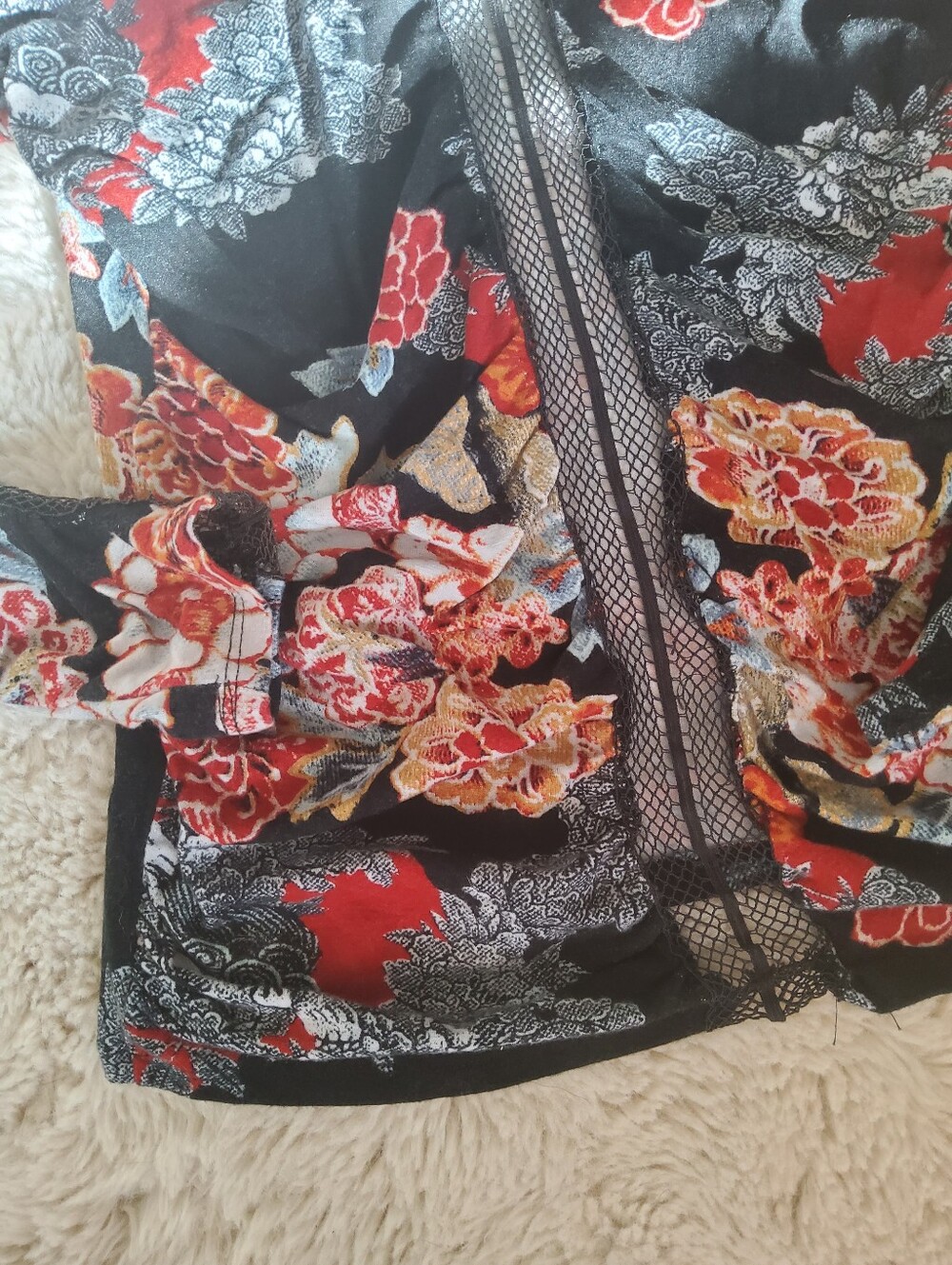 Euro Floral With Mesh Inlay Blouse - Picture 3 of 6